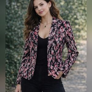 Kasper Women's Pink & Black Splotch Open Blazer Size 10